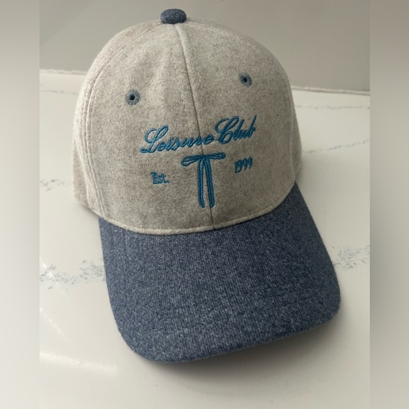 URBAN OUTFITTERS Embroidered Leisure Club Felt   Baseball Hat NEW Bow Blue - Picture 5 of 9
